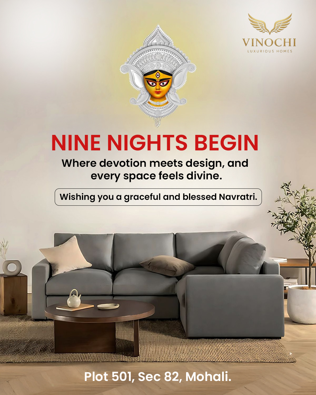 Nine nights. Nine forms of Shakti. 🌺
 A time to reset your energy, your space, your intentions.
May Maa Durga bring strength to your days, peace to your spaces,
 and prosperity that stays. ✨
Celebrate Navratri with purity, positivity, and divine energy.

 Visit Vinouchi to bring home spaces that feel as sacred as this season.
📍 Experience luxury at Vinouchi

[Navratri vibes, Maa Durga blessings, festive home decor, spiritual living, luxury interiors India, festive positivity, divine spaces, Navratri 2026, premium furniture India, Vinouchi]