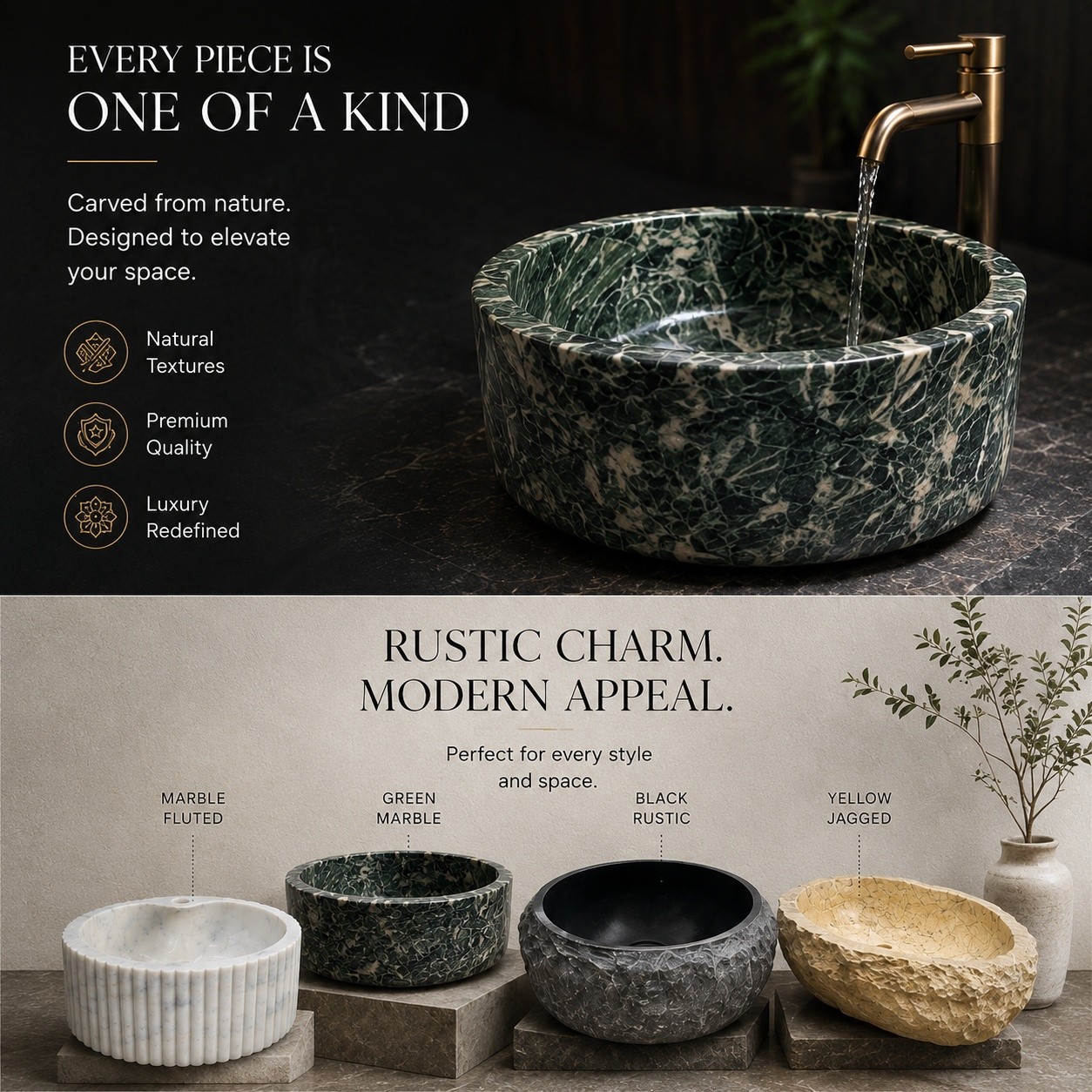 ๐๐๐ญ๐ฎ๐ซ๐ ๐ฆ๐๐๐ญ๐ฌ ๐ฅ๐ฎ๐ฑ๐ฎ๐ซ๐ฒ. ~ Introducing our handcrafted Natural Stone Basins โ designed to bring timeless elegance to modern bathrooms.
โ๏ธ 100% Natural Stone
โ๏ธ Handcrafted Excellence
โ๏ธ Unique Patterns
โ๏ธ Built to Last
Perfect for:
โขโ โ Luxury Homes
โขโ โ Villas
โขโ โ Hotels & Resorts
โขโ โ Premium Interiors
Available in multiple designs, textures & custom sizes.
๐ Outlets: Mohali โข Patiala โข Jalandhar
๐ Contact: +918283830287
Transform your space with natureโs finest craftsmanship.