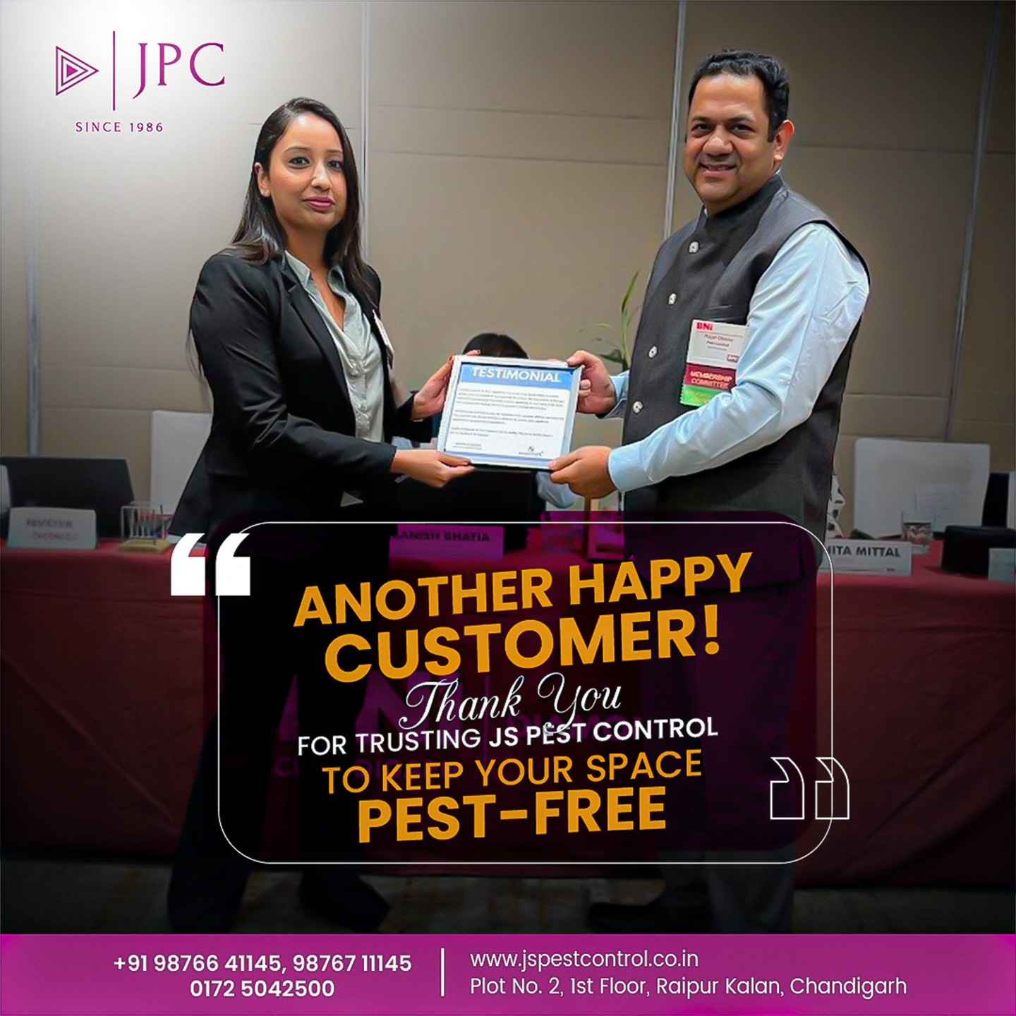 🐜🚫 JS Pest Control – Your Shield Against Pests! 🏠✨

Say goodbye to unwanted pests and hello to a clean, safe, and pest-free environment! JS Pest Control provides expert pest management solutions to protect your home and business from termites, rodents, mosquitoes, cockroaches, and more.

✅ Comprehensive Pest Control Solutions
✅ Safe, Eco-Friendly, and Long-Lasting Treatments
✅ Customized Plans for Homes & Businesses
✅ Quick, Reliable, and Professional Service

Your safety and comfort are our top priorities! 🌟 Trust JS Pest Control to keep your space pest-free.
