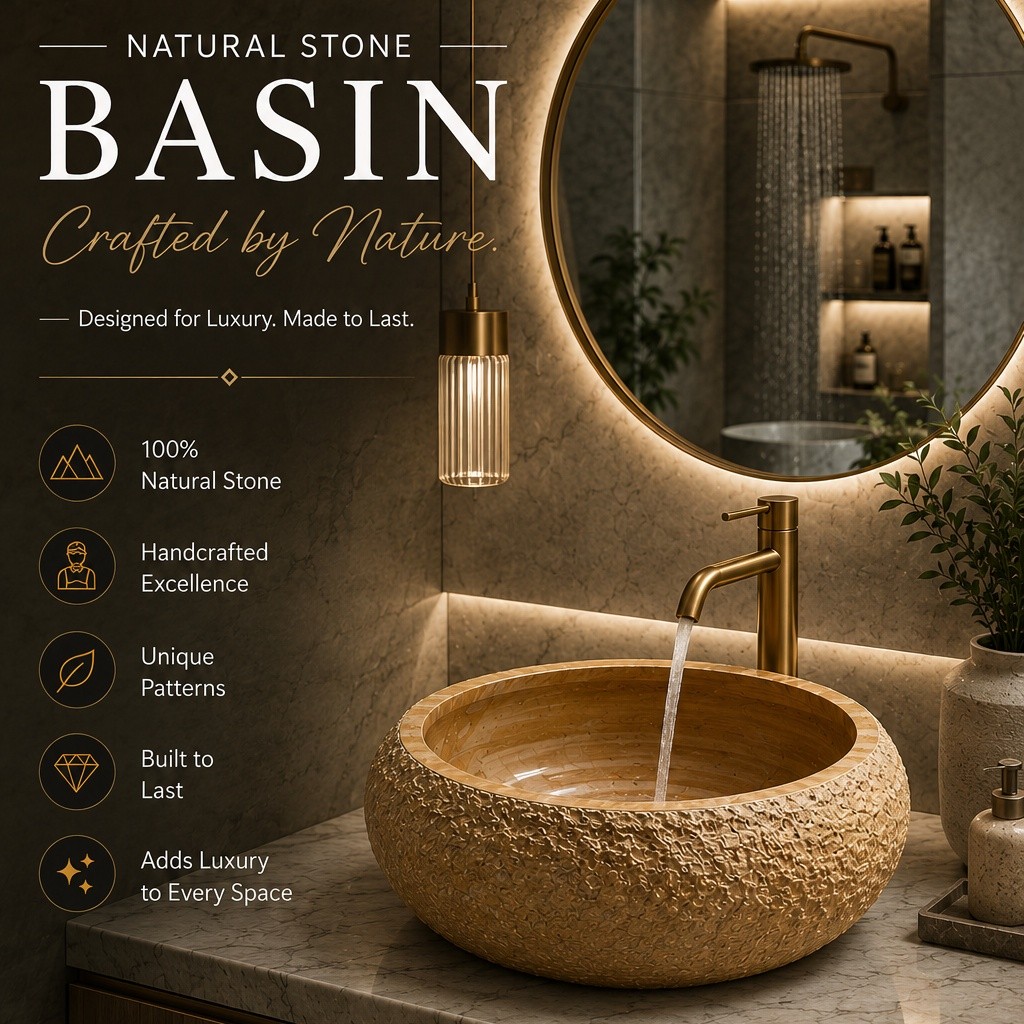 𝐍𝐚𝐭𝐮𝐫𝐞 𝐦𝐞𝐞𝐭𝐬 𝐥𝐮𝐱𝐮𝐫𝐲. ~ Introducing our handcrafted Natural Stone Basins — designed to bring timeless elegance to modern bathrooms.

✔️ 100% Natural Stone
✔️ Handcrafted Excellence
✔️ Unique Patterns
✔️ Built to Last

Perfect for:
•⁠ ⁠Luxury Homes
•⁠ ⁠Villas
•⁠ ⁠Hotels & Resorts
•⁠ ⁠Premium Interiors

Available in multiple designs, textures & custom sizes.

📍 Outlets: Mohali • Patiala • Jalandhar
📞 Contact: +918283830287

Transform your space with nature’s finest craftsmanship.
