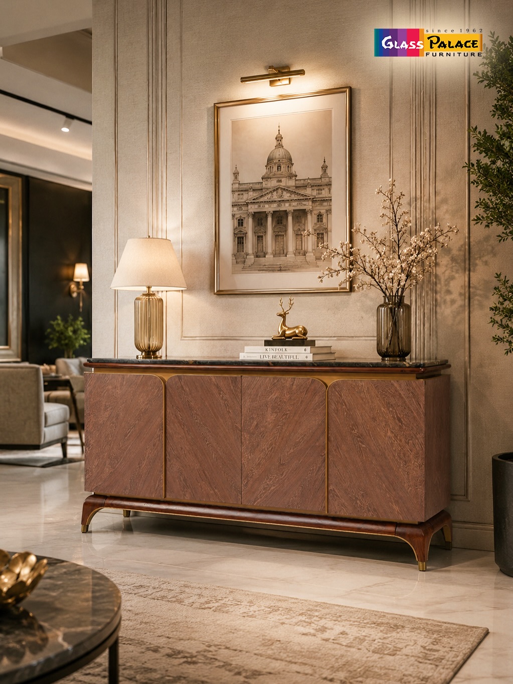 Make a Statement Before You Say a Word. ✨

Your entryway sets the tone for your entire home—and this designer console table does it beautifully. Featuring rich wood textures, elegant brass accents, and a luxurious marble top, it’s the perfect blend of sophistication and functionality.

Whether styled with décor, artwork, or everyday essentials, this timeless piece adds effortless charm to any space.

📍 Available at all 3 Glass Palace Furniture Showrooms:

Mohali
📍 Plot No. 130, Sector 82, JLPL Industrial Area, SAS Nagar, Punjab
📞 +91 76961 11122

Dera Bassi
📍 Chandigarh–Ambala Highway, Near Toll Plaza, Dera Bassi, Punjab
📞 +91 85580 00666

Panchkula
📍 Plot No. 286, Industrial Area Phase 1, Panchkula, Haryana
📞 +91 98781 86363

Visit Glass Palace Furniture and discover premium furniture that transforms every corner of your home into a masterpiece.

#GlassPalaceFurniture #ConsoleTable #LuxuryFurniture #DesignerFurniture #EntrywayDecor ModernInteriors LuxuryLiving HomeDecor PremiumFurniture InteriorDesign Mohali DeraBassi Panchkula TricityFurniture