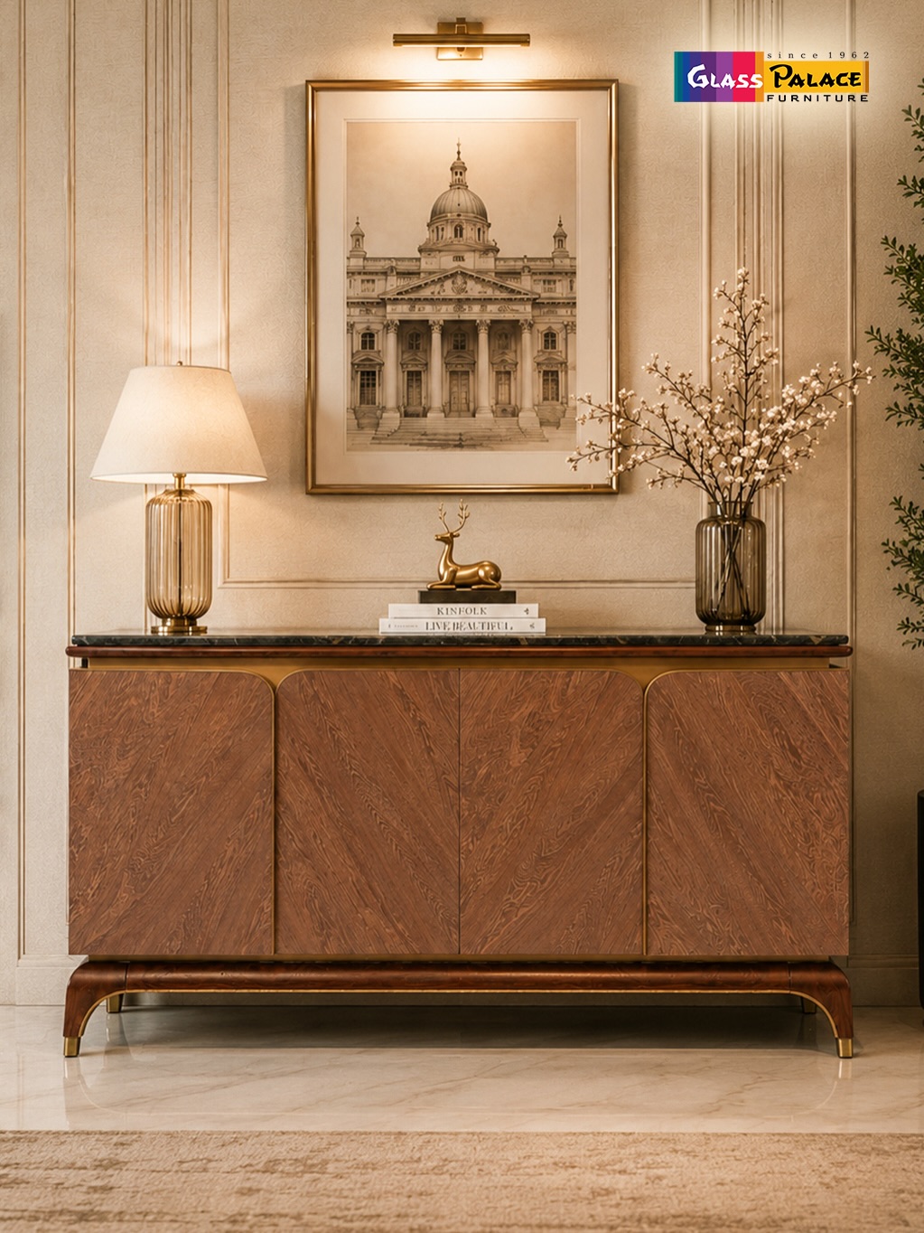 Make a Statement Before You Say a Word. ✨

Your entryway sets the tone for your entire home—and this designer console table does it beautifully. Featuring rich wood textures, elegant brass accents, and a luxurious marble top, it’s the perfect blend of sophistication and functionality.

Whether styled with décor, artwork, or everyday essentials, this timeless piece adds effortless charm to any space.

📍 Available at all 3 Glass Palace Furniture Showrooms:

Mohali
📍 Plot No. 130, Sector 82, JLPL Industrial Area, SAS Nagar, Punjab
📞 +91 76961 11122

Dera Bassi
📍 Chandigarh–Ambala Highway, Near Toll Plaza, Dera Bassi, Punjab
📞 +91 85580 00666

Panchkula
📍 Plot No. 286, Industrial Area Phase 1, Panchkula, Haryana
📞 +91 98781 86363

Visit Glass Palace Furniture and discover premium furniture that transforms every corner of your home into a masterpiece.

#GlassPalaceFurniture #ConsoleTable #LuxuryFurniture #DesignerFurniture #EntrywayDecor ModernInteriors LuxuryLiving HomeDecor PremiumFurniture InteriorDesign Mohali DeraBassi Panchkula TricityFurniture