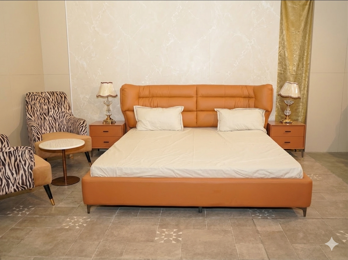 Modern Luxe Upholstered Bed (Caramel Tan) — image 2