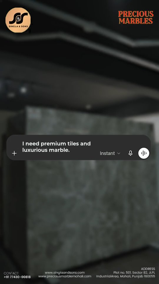 Bring timeless elegance into your spaces with surfaces designed to last for generations. Discover premium marbles and luxury interior solutions at Precious Marbles-where quality meets exceptional design.

?? Plot 501, Sector 82, JLPL Industrial Area, Mohali
?? 077430 00978

premium marbles, precious marbles, luxury surfaces, premium interiors, designer homes, interior solutions, luxury living, timeless design, wall panels, moisture resistant surfaces, termite proof materials, luxury home interiors, Mohali interiors, premium home d�cor

#PreciousMarbles #LuxuryInteriors #PremiumMarbles #InteriorDesign #LuxuryLiving