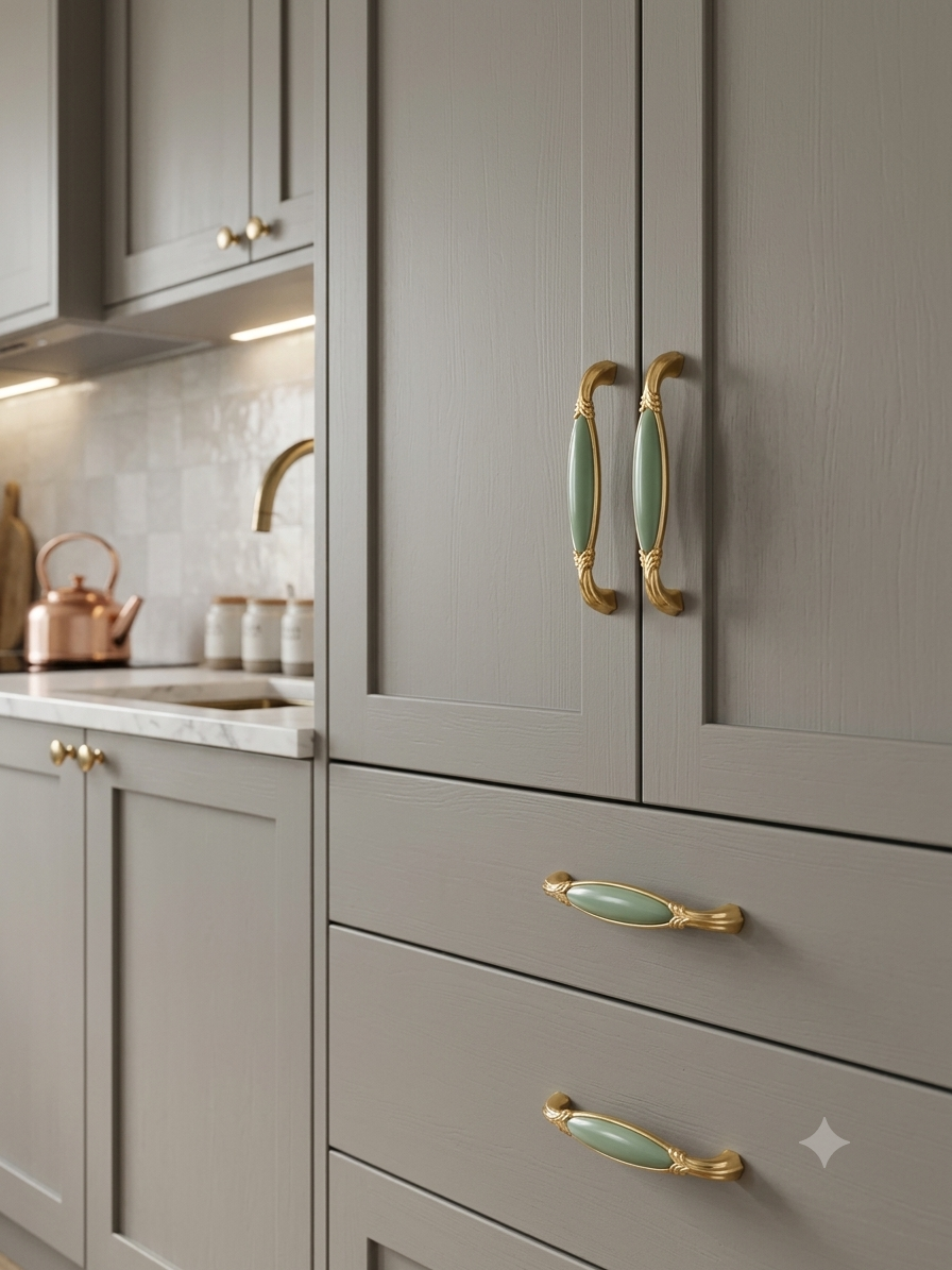 VC 2066 Gold Green Cabinet Handle — image 2