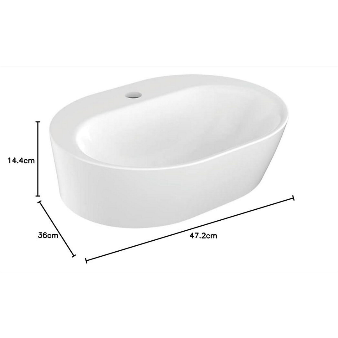 Span™ 47.1 cm oval vessel bathroom sink with glazed underside, no overflow — image 5