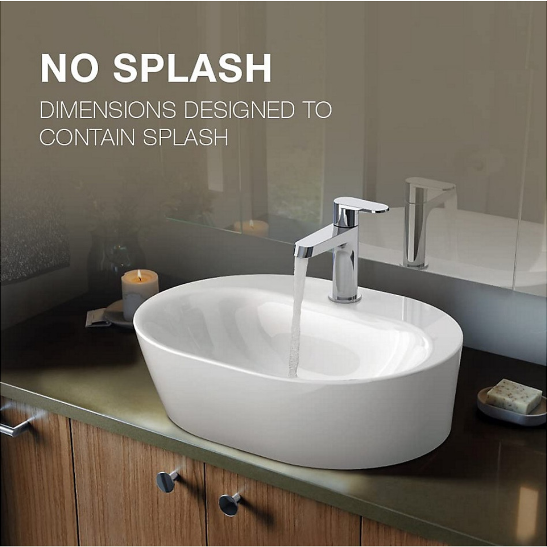 Span™ 47.1 cm oval vessel bathroom sink with glazed underside, no overflow — image 2