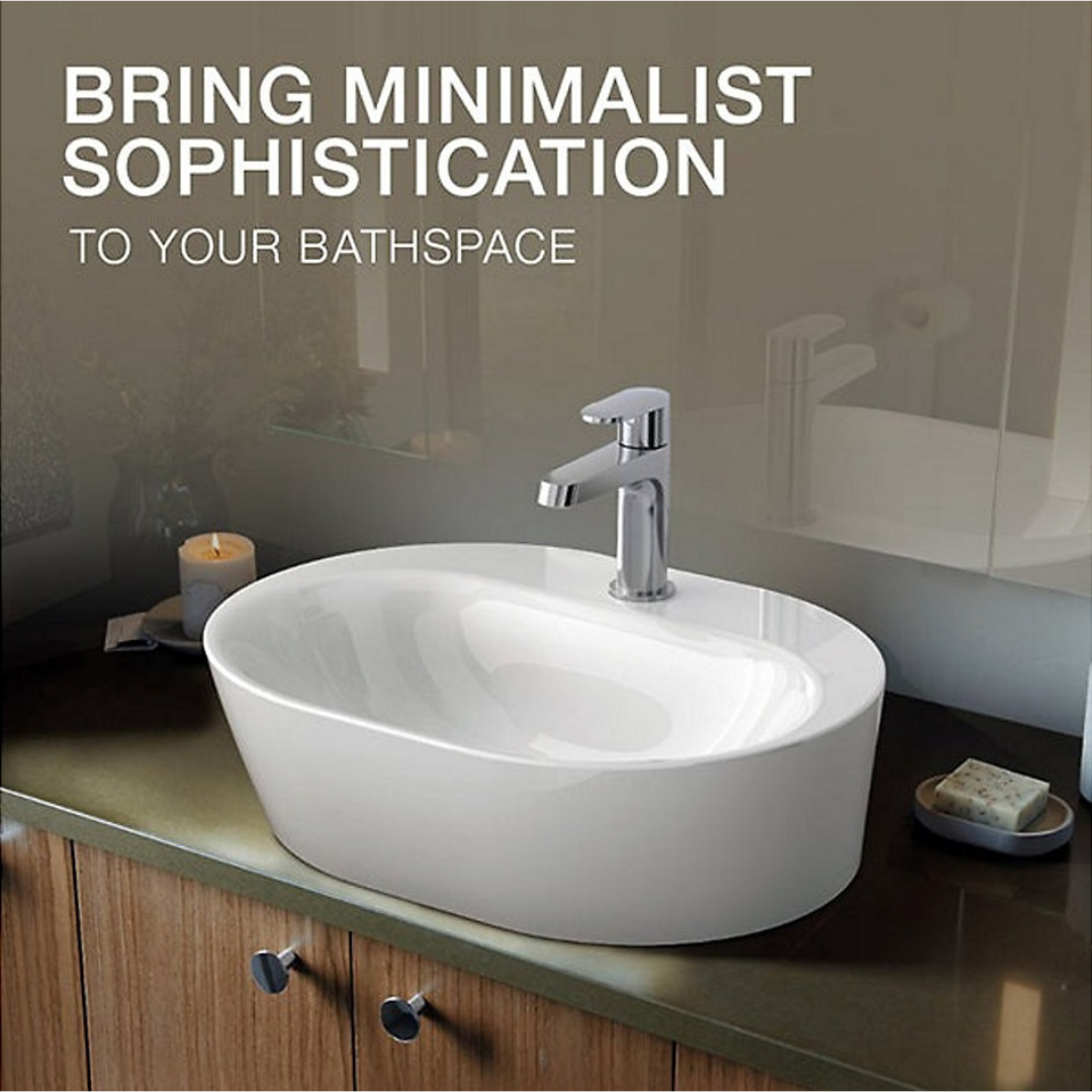Span™ 47.1 cm oval vessel bathroom sink with glazed underside, no overflow — image 4