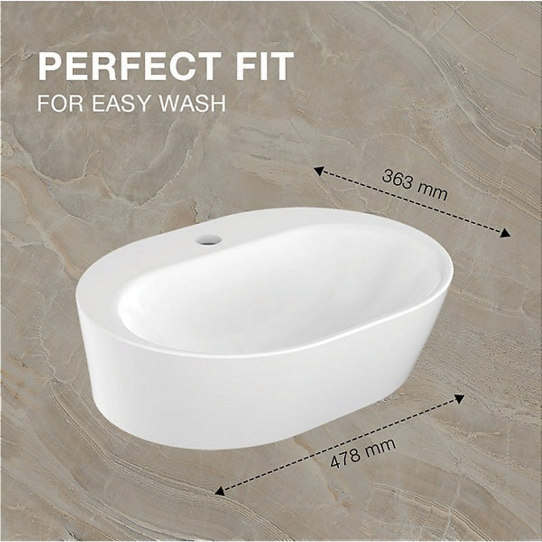 Span™ 47.1 cm oval vessel bathroom sink with glazed underside, no overflow — image 3