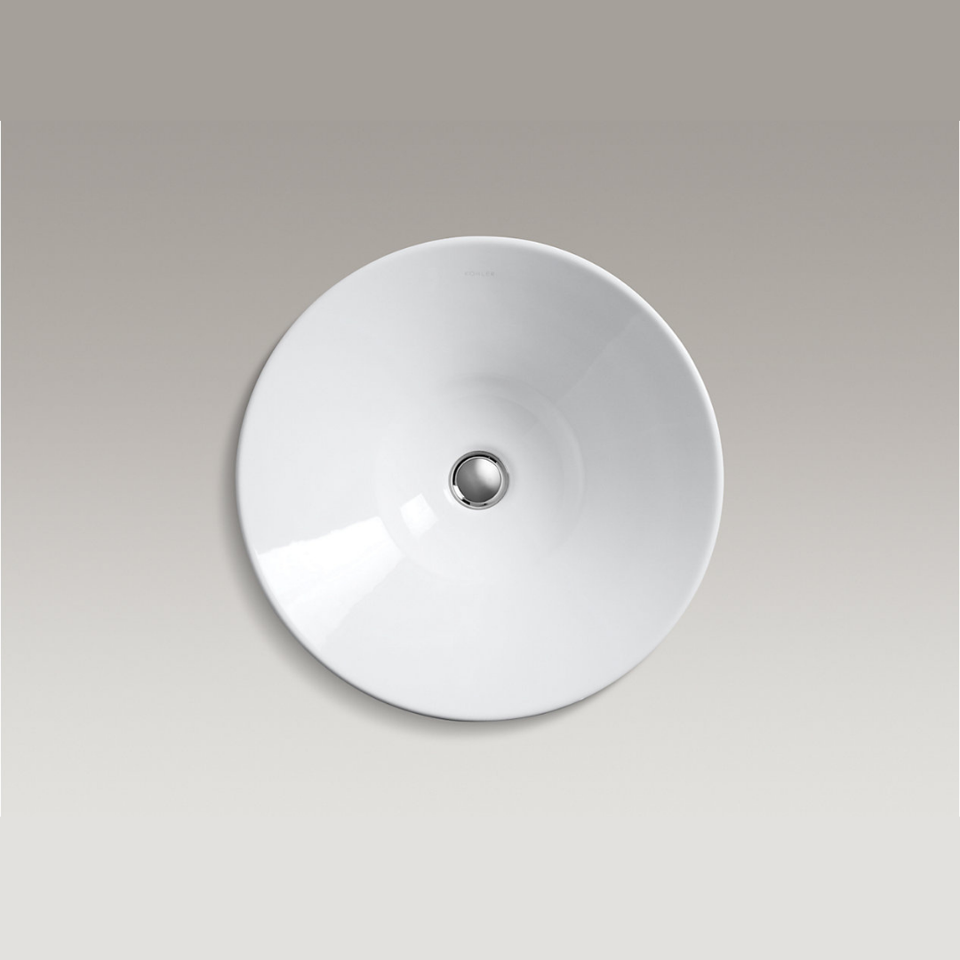 Conical Bell™ 41.3 cm round vessel bathroom sink with glazed underside, no — image 3