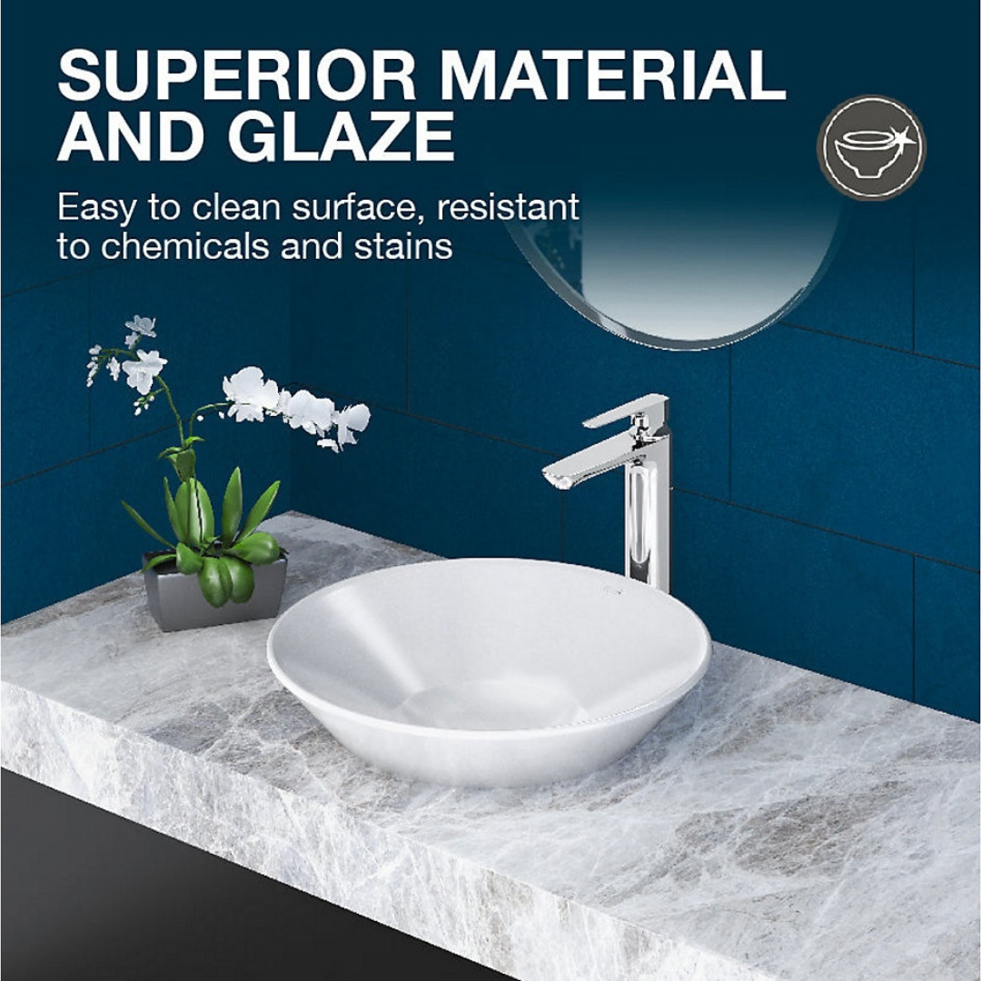 Conical Bell™ 41.3 cm round vessel bathroom sink with glazed underside, no — image 8