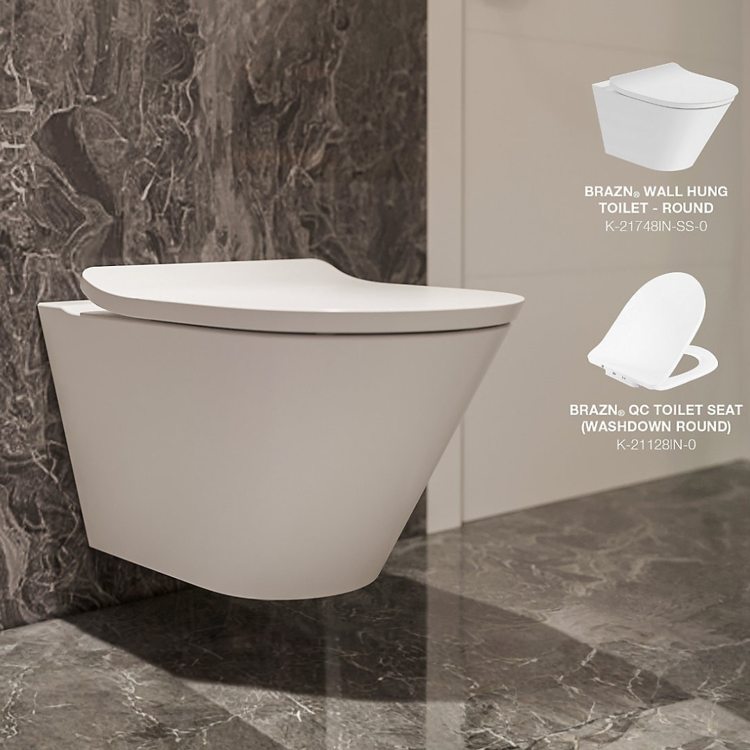 Brazn round wall hung toilet bundle in White — image 2